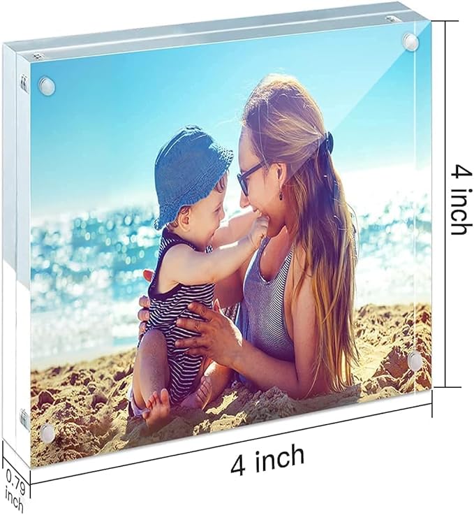 HELPLEX Acrylic Frame, 5 Pack 4x4 Inch Picture Frames, 20mm Thicker Frameless - Image 6