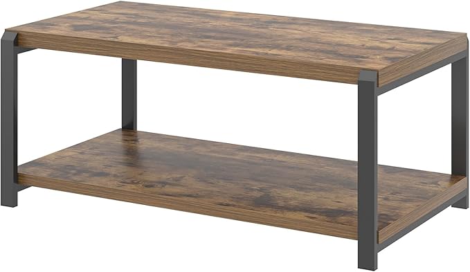 EXCEFUR Modern Coffee Table, Industrial Wood and Metal Center Table, Cocktail - Image 9