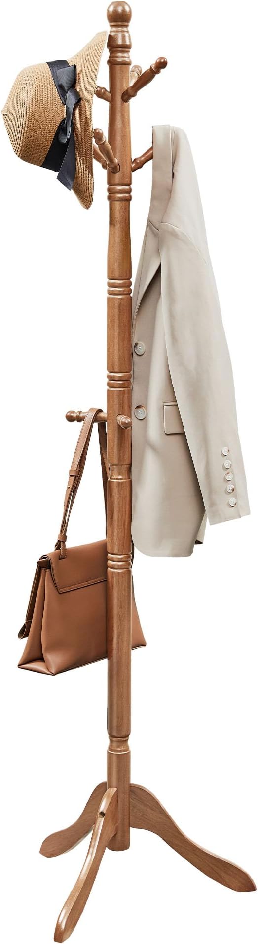 VASAGLE Solid Wood Coat Rack and Stand, Free Standing Hall Coat Tree by VASAGLEbySONGMICSHOME