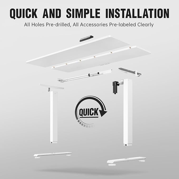 Veken 47.2 Inch Large Electric Standing Desk, 4 Memory Heights Adjustable - Image 8