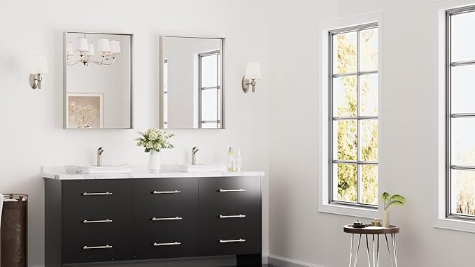 Keonjinn Brushed Nickel Bathroom Mirror - Image 2