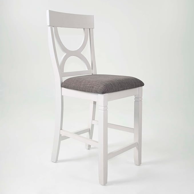 Poundex 5 Piece Counter Height Dining Set in White and Gray - Image 10