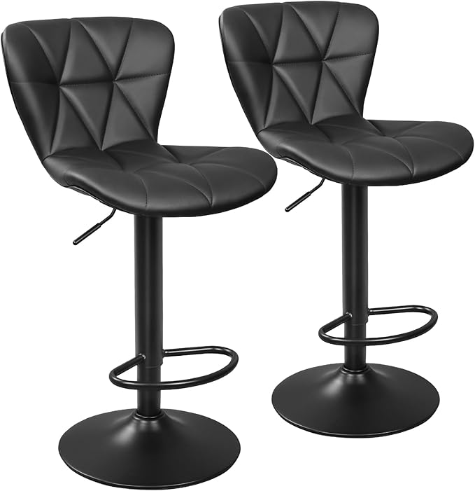 Bar Stools Set of 2, Adjustable Swivel Bar Chairs by ERGOSEAT