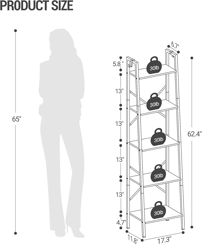 Ladder Shelf, Bookshelf Bookcase, Freestanding Corner Storage Shelve - Image 2