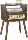 MaxSmeo Mid Century Nightstand, Rattan Side Table by MaxSmeo