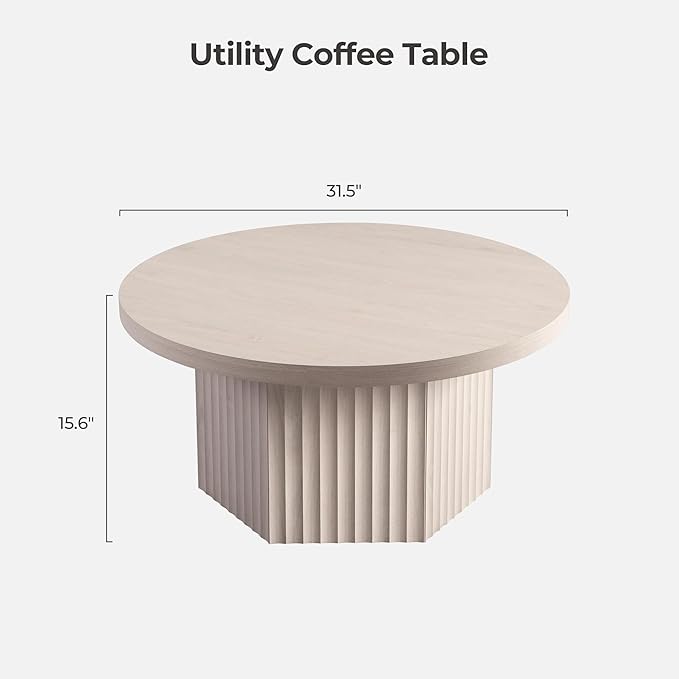 SICOTAS Round Coffee Table for Living Room, Mid Century Accent Tea Dining Table - Image 2