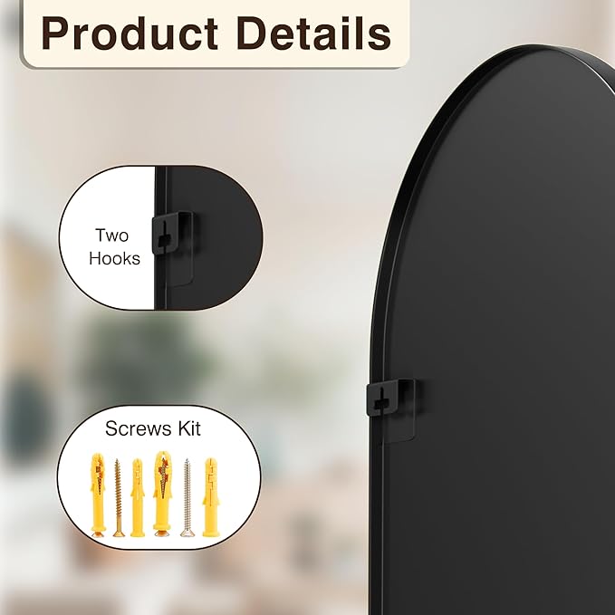 FICTOR Bathroom Mirror for Wall, 2 Pack 24”x36” Arched Vanity Bathroom Mirror - Image 8
