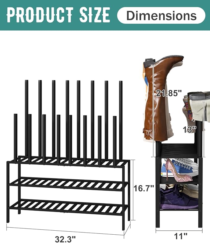 Black Boot Rack, Long Boot Rack Organizer Tall Boots - Image 3