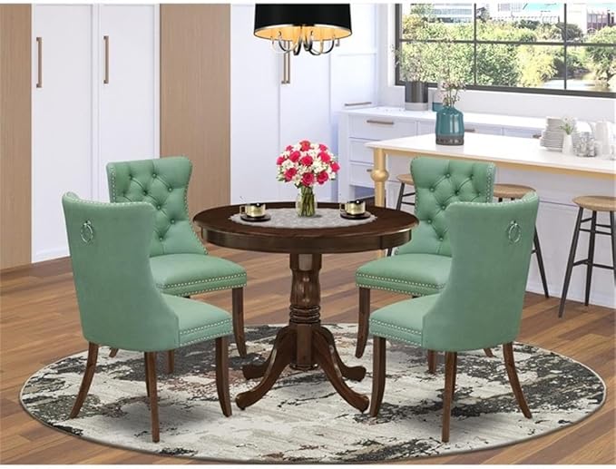 East West Furniture ANDA5-AWA-22 5 Piece Kitchen Table Set Includes a Round - Image 2