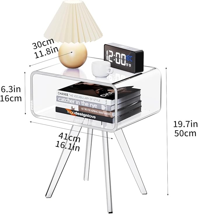 Acrylic Side Table, Acrylic Nightstand Bedside Table - Image 3
