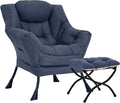 Lazy Chair with Ottoman, Large Modern Lounge Accent Chair with Armrests and by HomeEastllyHome