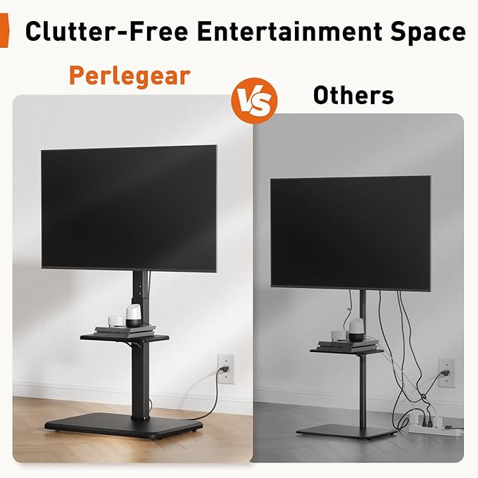 Perlegear Floor TV Stand with Power Outlet, Universal TV Stand - Image 7