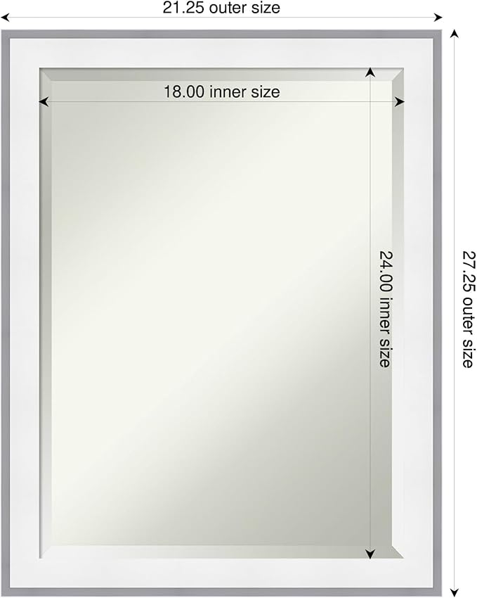 Amanti Art Bathroom Mirror for Over Sink, 27x21 Maya White Silver Rectangle - Image 3