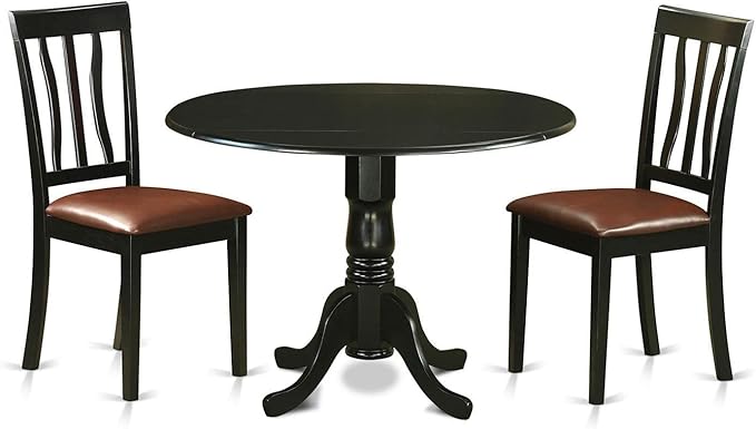 East West Furniture DLAN3-BLK-LC 3 Piece Dinette Set by EastWestFurniture
