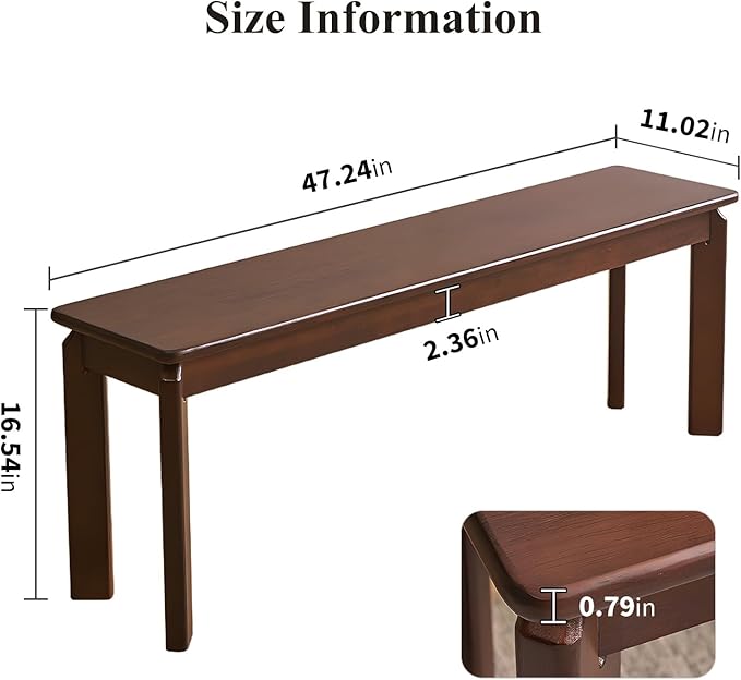 Dining Bench, Solid Wood Bench - Image 2