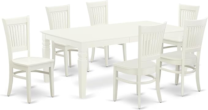 East West Furniture LGVA7-LWH-W 7 Piece Dining Room Furniture Set Consist of a by EastWestFurniture