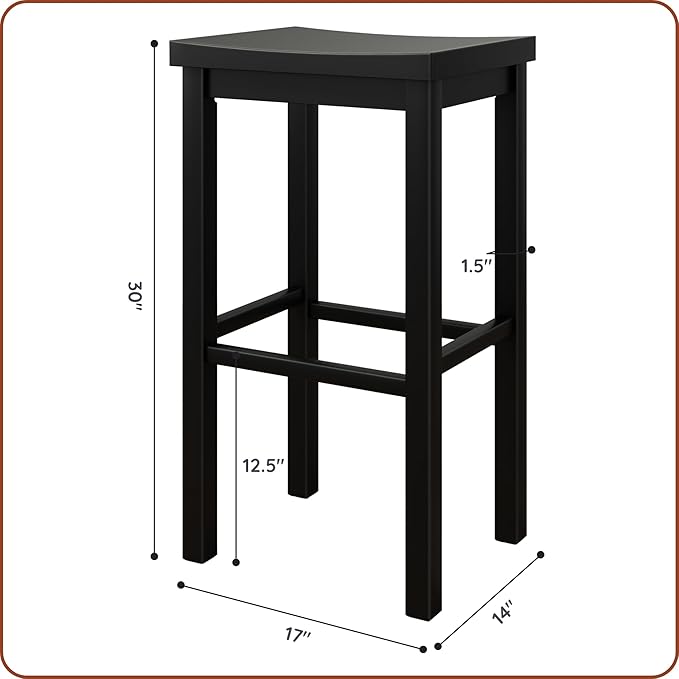 Grain & Grove Smith Collection Set of 4 Solid Wood Bar Stools, 30 inch - Image 2