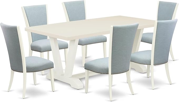 East West Furniture V027VE215-7 7 Piece Dining Table Set Consist of a Rectangle by EastWestFurniture