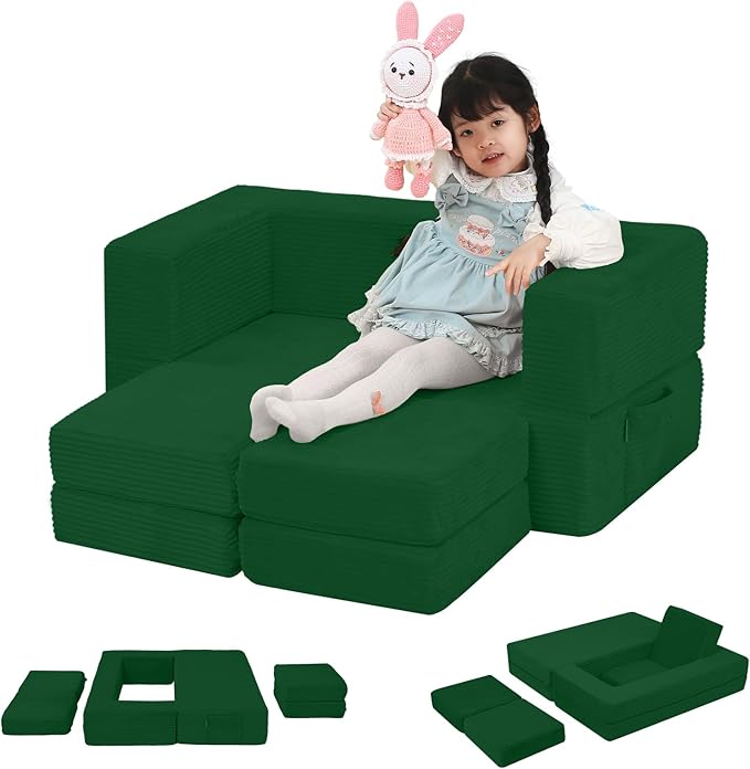 MeMoreCool Modular Kids Couch, Corduroy Play Toddler Couch by MeMoreCool