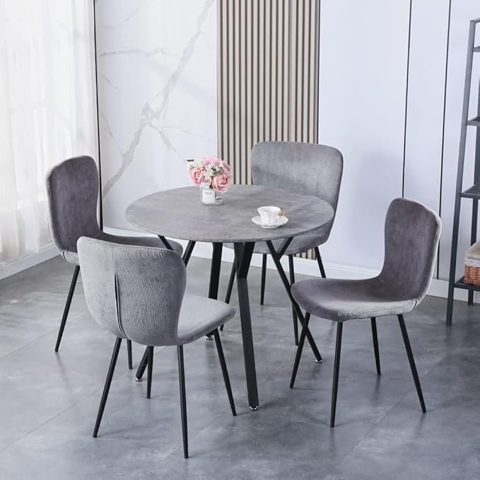Round Dining Table with Metal Legs, 35.5 in Modern Kitchen Table Dining Room - Image 3