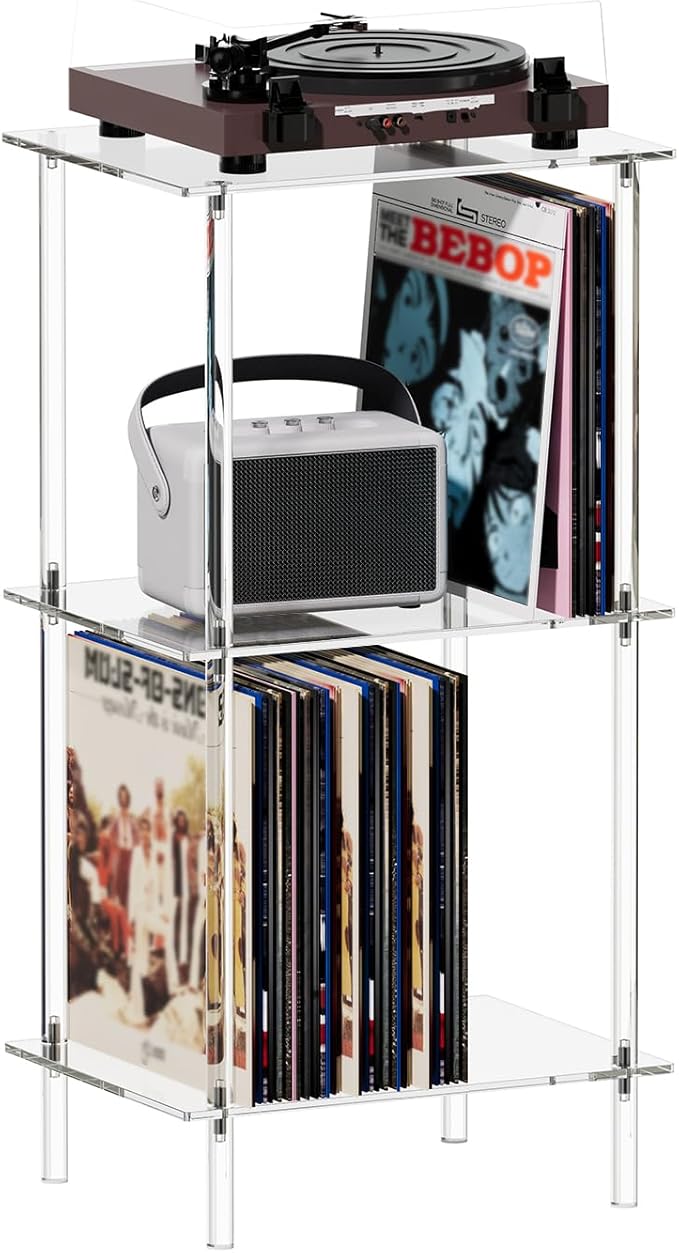 HMYHUM Acrylic Record Player Stand, Turntable Stand by HMYHUM