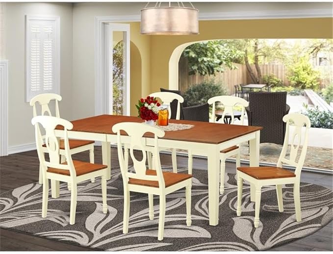 East West Furniture QUKE7-WHI-W 7 Piece Dining Room Furniture Set Consist of a - Image 2