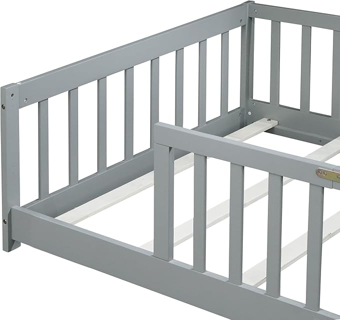 Bellemave Twin Floor Bed with Slats and Safety Guardrails, Kids Montessori - Image 5