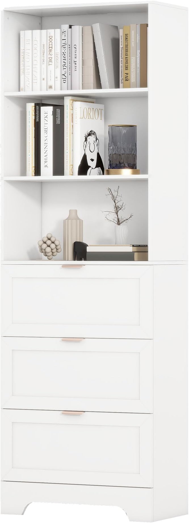 71" Tall Modern White Bookshelf - Image 9
