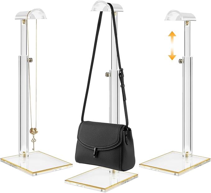 Acrylic Purse Stands for Display, 3 Pack 14" to 24"Adjustable Height Clear - Image 7