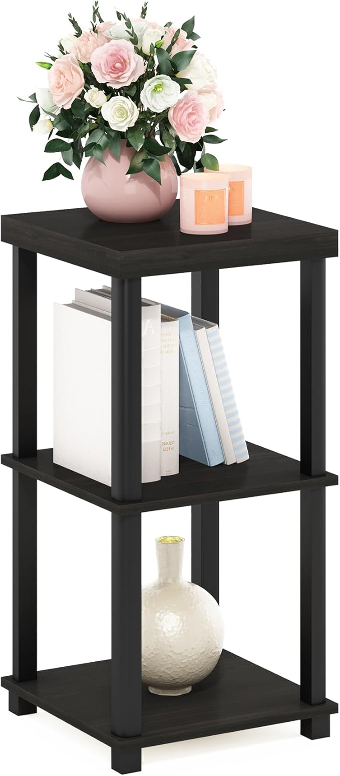Furinno Turn-N-Tube Classic 3-Tier End Table, Side Table, Espresso/Black by Furinno-FitsYourSpaceFitsYourBudget