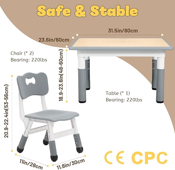 FUNLIO Kids Table and 2 Chairs Set - Image 6