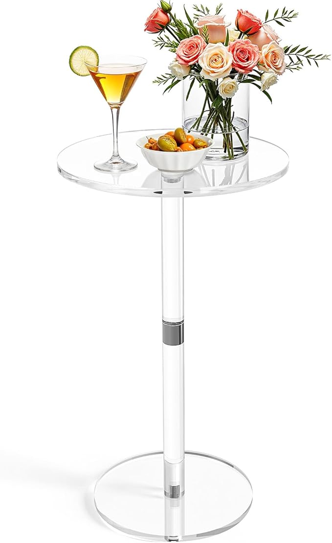 11.8" Round Clear Acrylic End Table by Cilinta