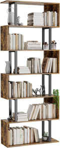 Gadroad 6 Tier Geometric Bookcase, S Shaped Bookshelf, Wood Decorative Storage by Gadroad