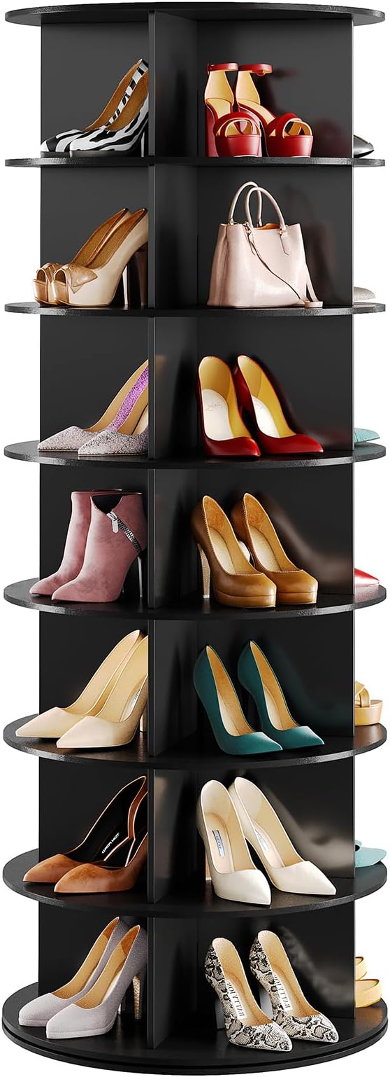 SpaceAid Black 7-Tier Spinning Rotating Shoe Rack Organizer, Shoe Display Tower by SpaceAid