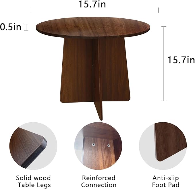 Wood Side Table, Round End Tables Living Room, Small Round Side Table - Image 3