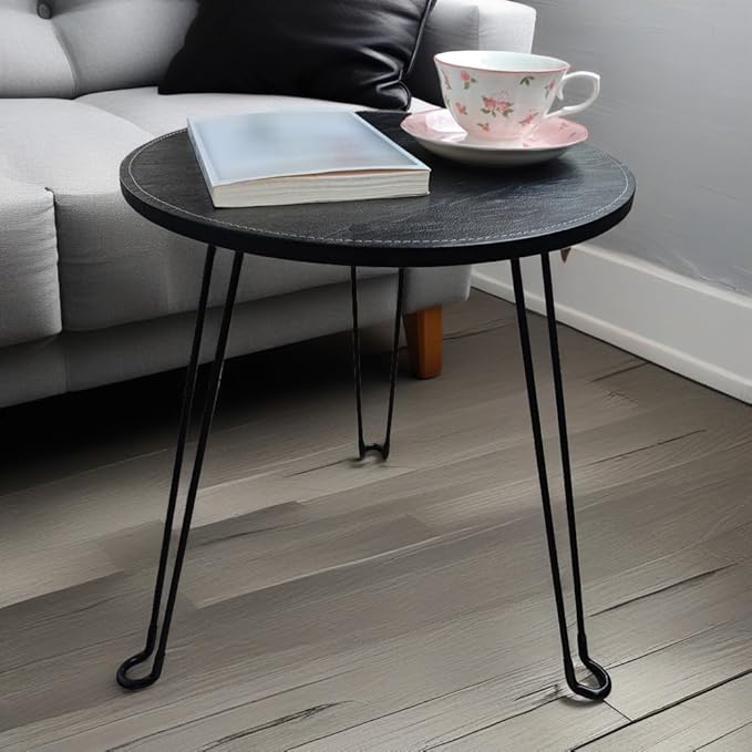 Leather Circle Nesting Tables Coffee Table Set of 2，Folding Table, Outdoor Side - Image 4