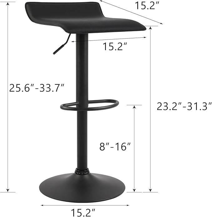 NOBPEINT Contemporary Chrome Air Lift Adjustable Swivel Bar Stool - Image 3