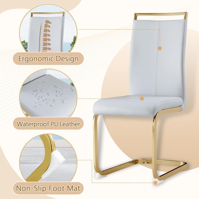 Dining Chairs Set of 8, Faux Leather - Image 5