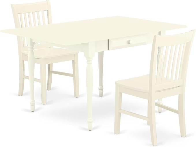 East West Furniture MZNO3-LWH-W 3 Piece Kitchen Table Set by EastWestFurniture