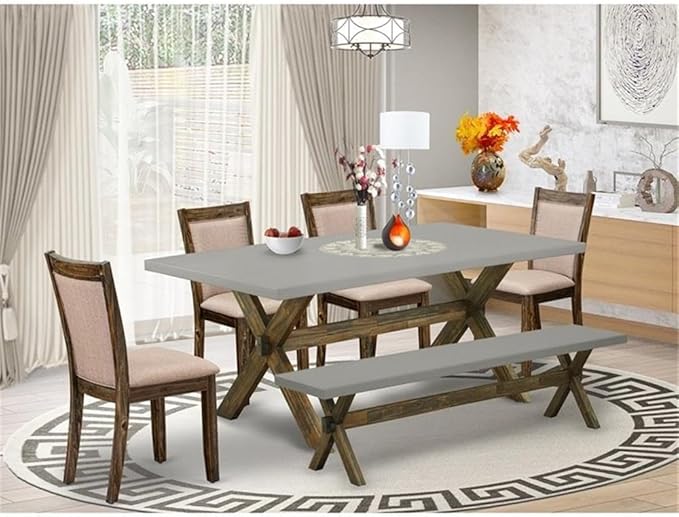 East West Furniture X797MZ716-6 6 Piece Dining Table Set Contains a Rectangle - Image 2