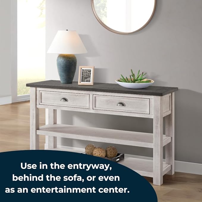 Martin Svensson Home Monterey Solid Wood Sofa Console Table White - Image 4