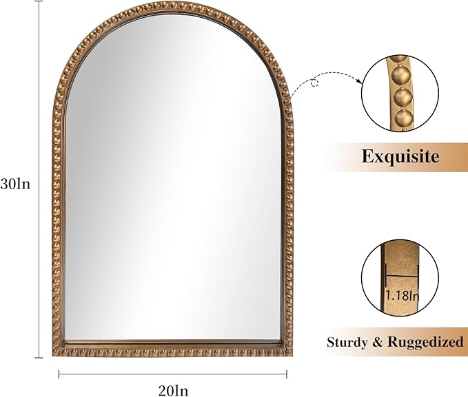 ironsmithn Gold Arched Mirror, Marlowe Decorative Accent Mirrors - Image 2