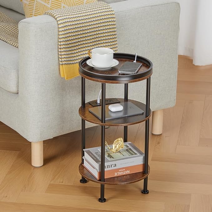 Small Round Side Table with Charging Station - Image 4