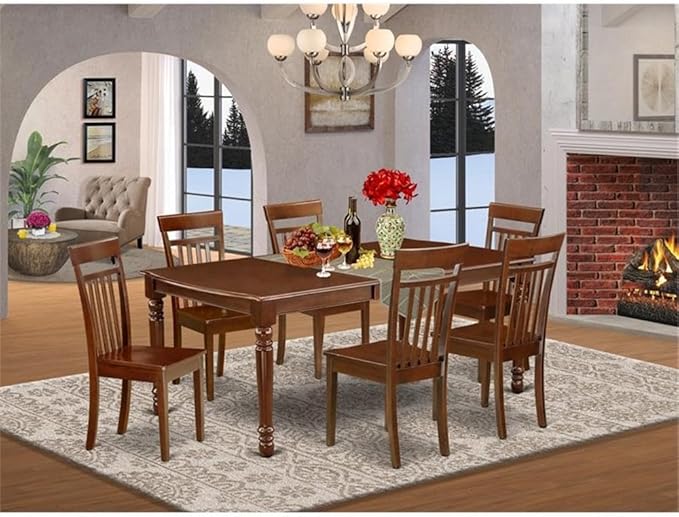 East West Furniture DOCA7-MAH-W 7 Piece Dining Table Set Consist of a Rectangle - Image 2