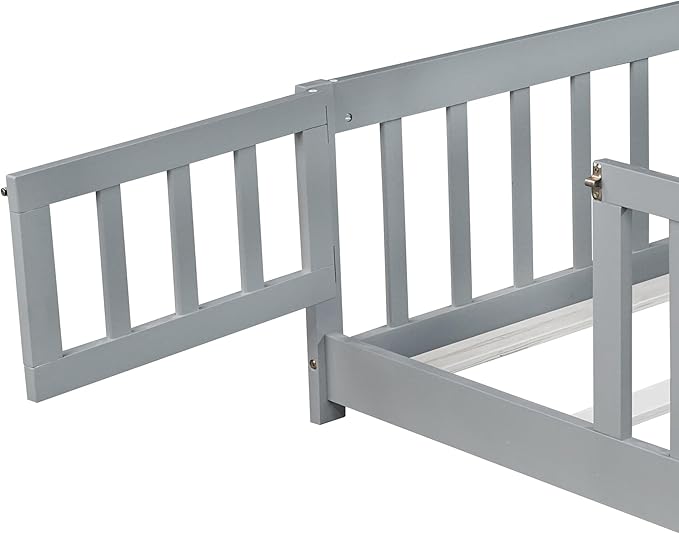 Bellemave Full Floor Bed with Slats and Safety Guardrails, Kids Montessori - Image 5