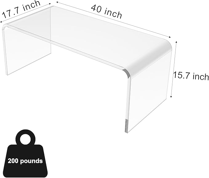 40inch Premium Clear Acrylic Rectangle Coffee Table - Image 2