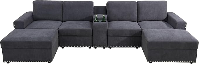 Modular Sectional Sofa Living Room Ottoman, U-Shaped Modern Couches - Image 6
