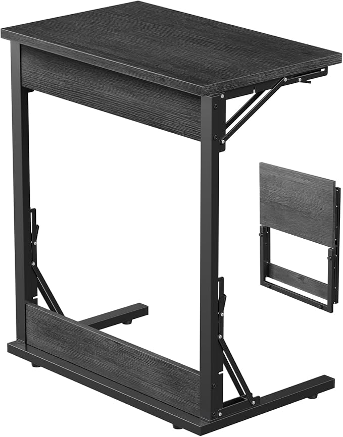 Tatub 24" Wide Folding C-Shaped End Table, Small Side Desk by Tatub