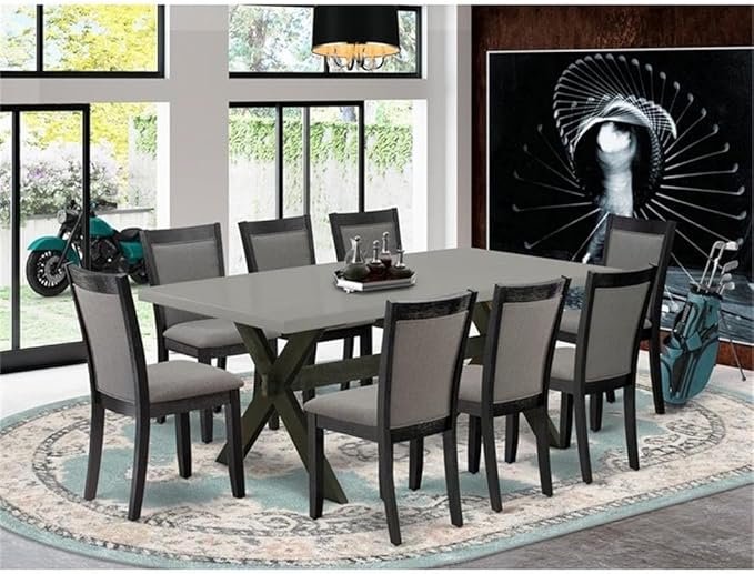 East West Furniture X697MZ650-9 9 Piece Dining Room Set Includes a Rectangle - Image 2