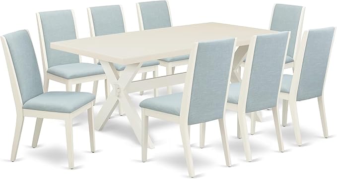 East West Furniture X027LA015-9 9 Piece Dining Set Includes a Rectangle Dining by EastWestFurniture